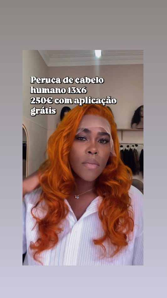 Peruca ondulada de cabelo humano