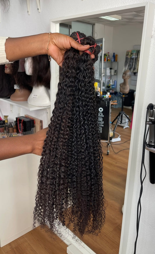 Extensões de cabelo humano (cacheado com costura)