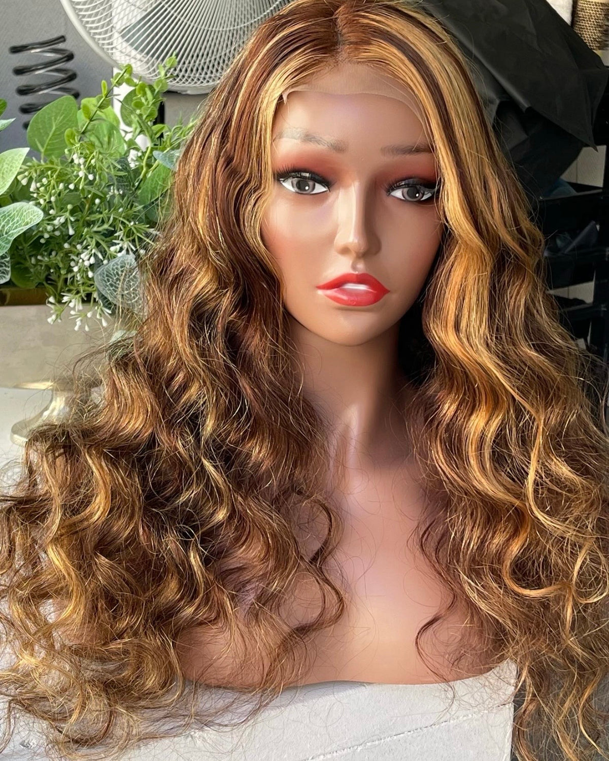 Peruca de cabelo humano mel