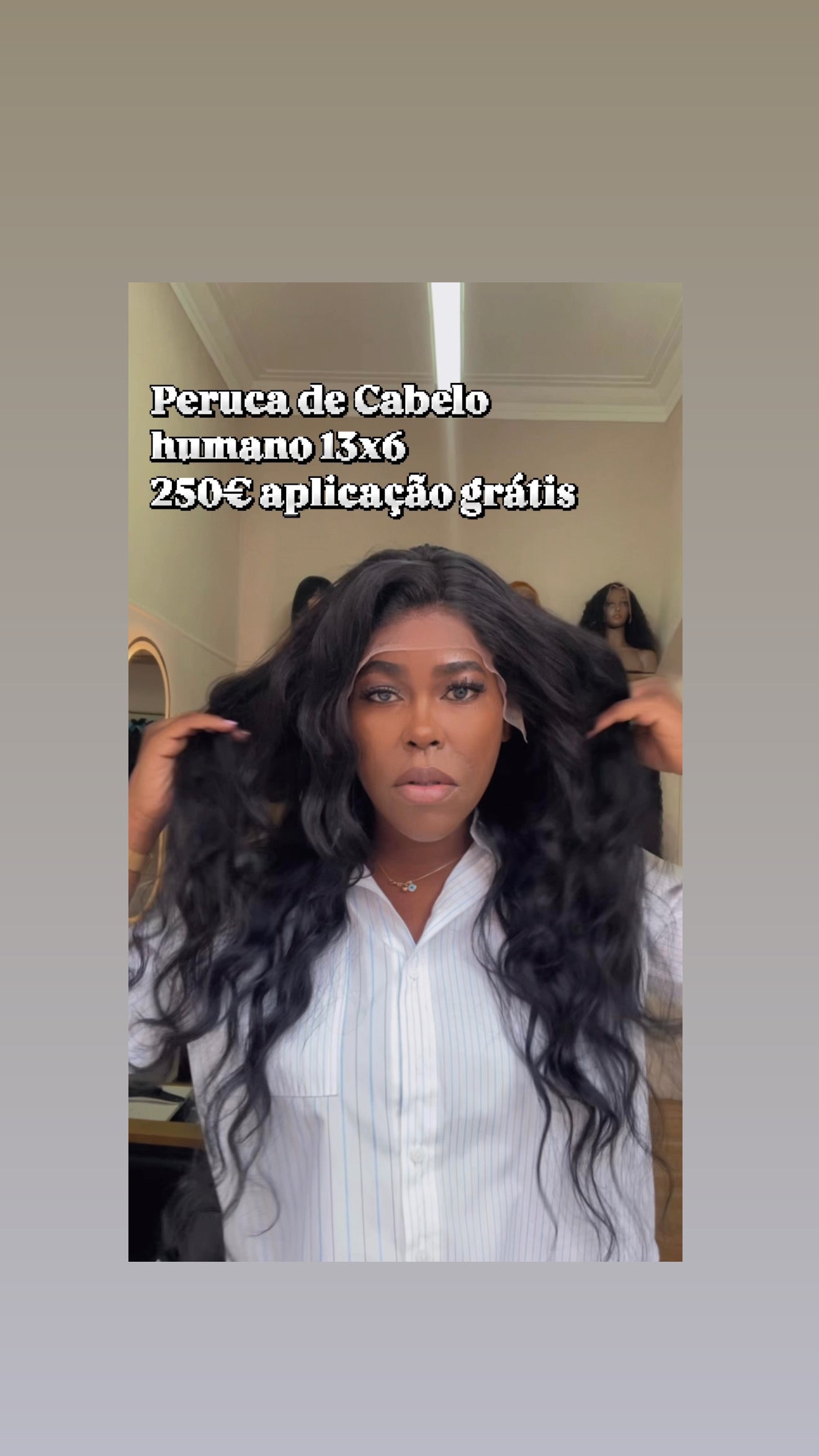 Peruca ondulada de cabelo humano