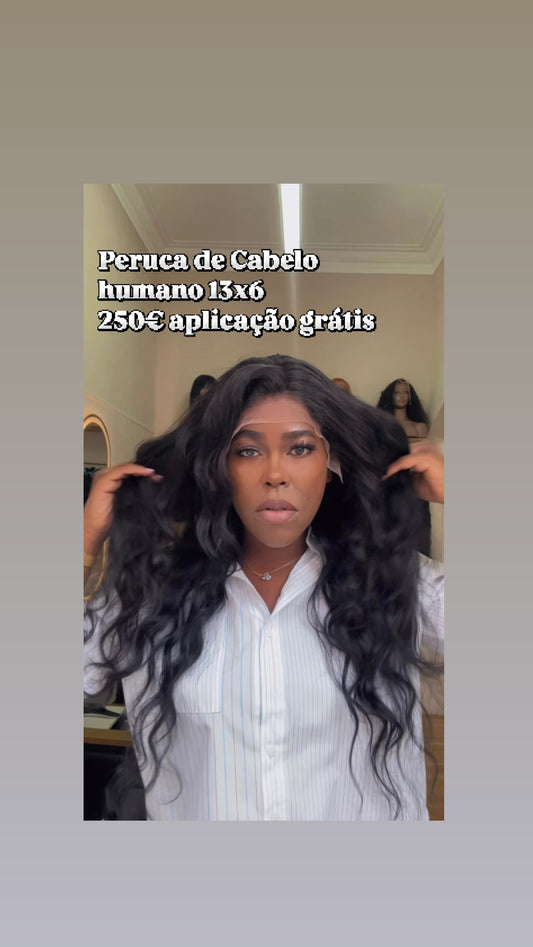 Peruca ondulada de cabelo humano