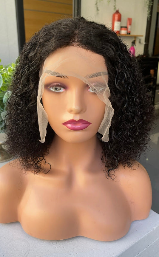 Peruca cacheada de cabelo humano