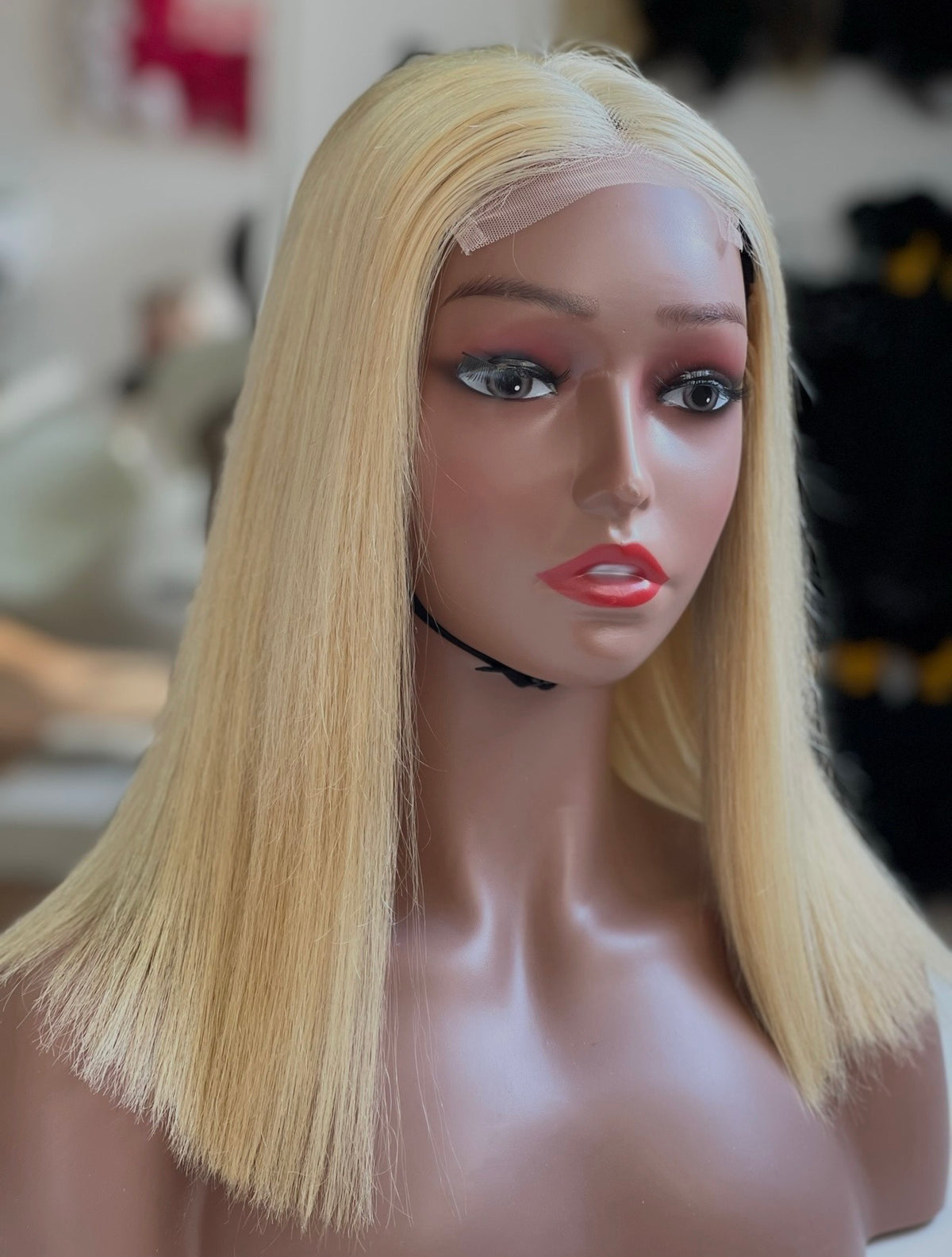 Peruca loira de cabelo humano