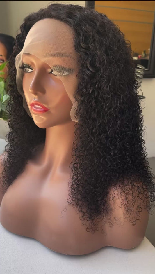 Peruca cacheada de cabelo humano